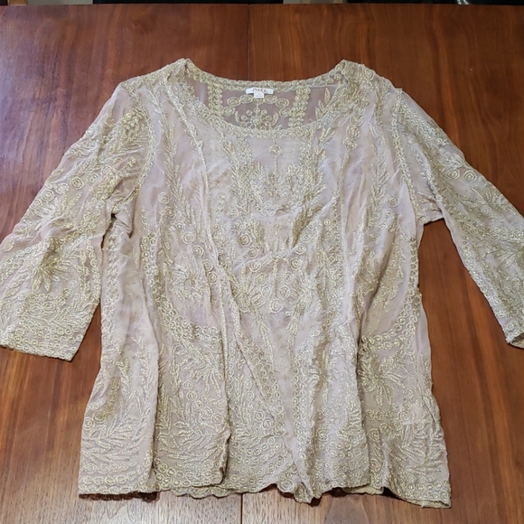 Gold and Dust Pink Overlay Shirt - Picture 1 of 3